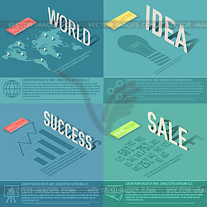 Set of perspective world, idea, sale, success - vector clipart