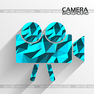 Polygonal camera blue background concept. ta - vector clipart