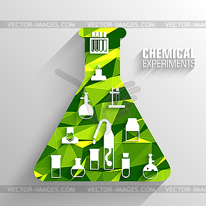 Retro experiments in chemistry laboratory backgroun - vector image