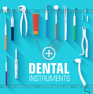 Квартира стоматологические инструменты набор концепции дизайна - изображение в векторе