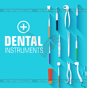 Квартира стоматологические инструменты набор концепции дизайна - векторное изображение EPS