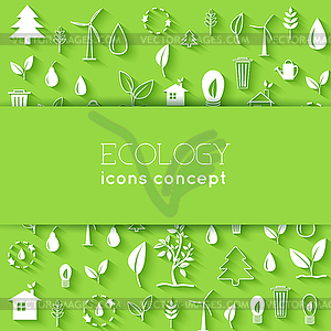 Плоский дизайн экологии, охраны окружающей среды, зеленый Clean - векторный клипарт Royalty-Free