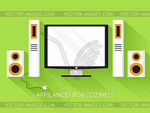 Flat media home theater background concept - vector clip art