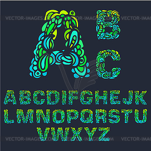 Fire set font alphabet text on red background - vector clipart