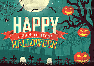 Halloween time background concept in retro style. - vector clipart