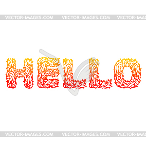 Fire hello text on red background concept. design - color vector clipart