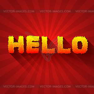 Fire hello text on red background concept. design - vector image