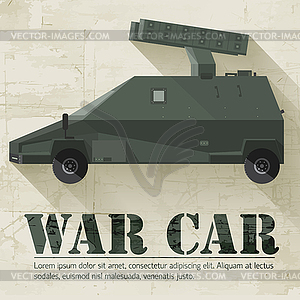 Гранж военные война автомобиль значок фон концепции. - векторное изображение клипарта