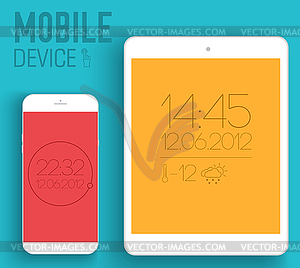 Mobile electronic devices on flat style concept - vector image