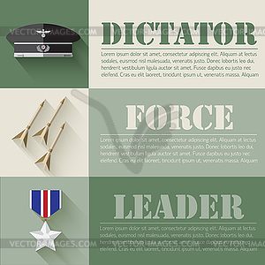 Flat military soldier equipment set design - vector image