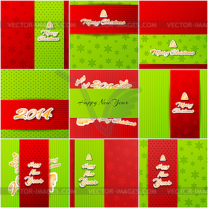 Collection of merry christmas and happy new year - vector image