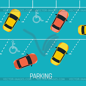 Flat parking car background concept. desig - vector image