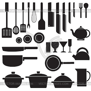 Flat kitchen table for cooking in house desi - white & black vector clipart