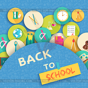 Back to school abstract background of flat icons - vector clip art