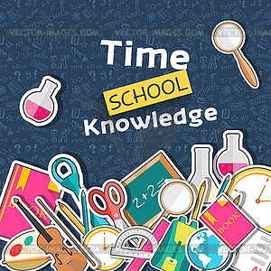 Back to school abstract background of flat icons - vector image