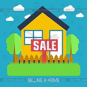 Flat selling home background design concept. - vector clipart