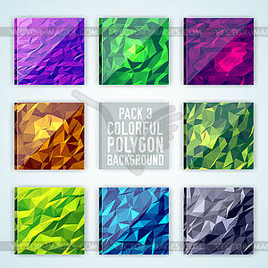 Collection bright colors set polygonal backgrounds - stock vector clipart
