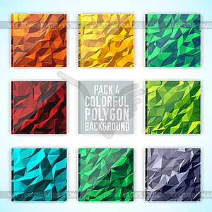 Collection bright colors set polygonal backgrounds - vector clip art