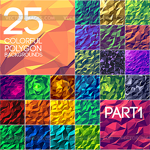 Коллекция ярких цветов Набор полигональных фоны - векторное графическое изображение