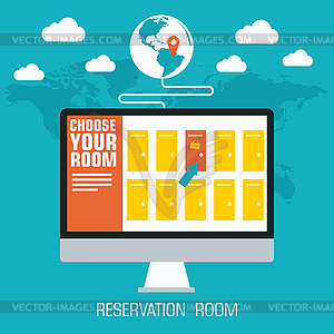 Flat reservation room background design concept. - vector clip art