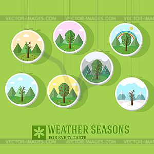 Season icon set of nature tree background. - vector clip art