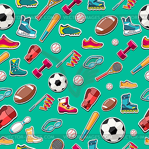 Circular concept of sports equipment sticker - color vector clipart