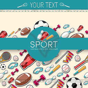 Circular concept of sports equipment sticker - vector clipart