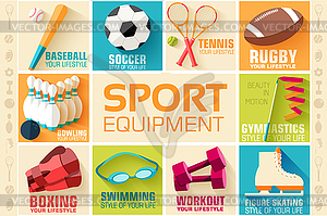 Circular concept of sports equipment sticker - vector image