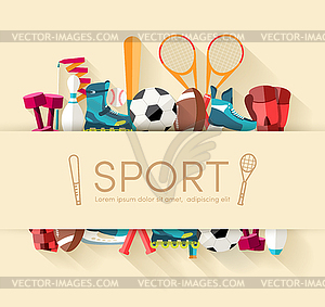 Circular concept of sports equipment sticker - vector clip art