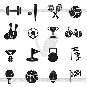 Circular concept of sports equipment sticker - vector clip art