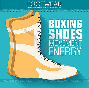 Flat sport boxing shoes background concept - vector clipart