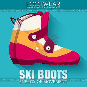 Flat sport ski boots background concept. des - royalty-free vector clipart