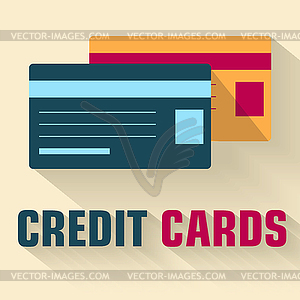 Flat credit cards icon concept. design - vector clip art