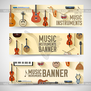 Flat music instruments background concept. - vector clipart