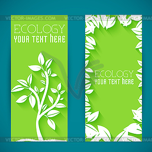 Flat eco leaf banners concept. design - vector image