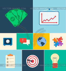 Бизнес плоские иконки для инфографики. дизайн - векторное изображение EPS