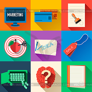 Business flat icon set - vector clip art