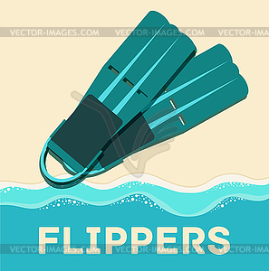 Retro flat diving tools icon concept. design - vector clipart