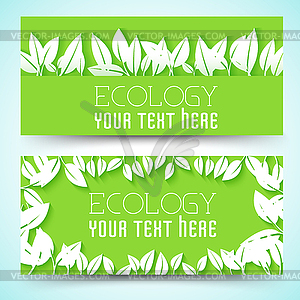 Flat eco leaf banners concept. design - vector clip art