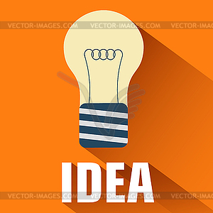 Flat light bulb background concept - vector clip art