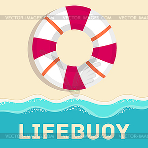 Retro flat lifebuoy icon concept. design - vector image