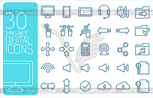 Thin line social set icons concept. design - vector clipart