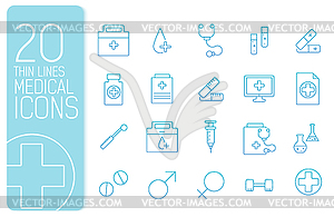 Thin line medical set icons concept. design - vector image