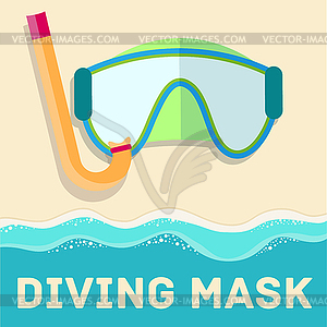 Retro flat diving mask concept. design - vector image