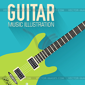 Flat classic guitar background concept - vector image