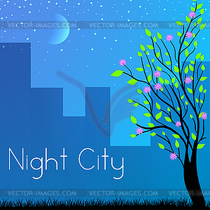 Ночной город фон Концепция - стоковое векторное изображение