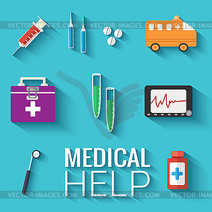 Medicine flat icons set concept - vector clip art