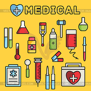 Medicine flat icons set concept - vector clipart