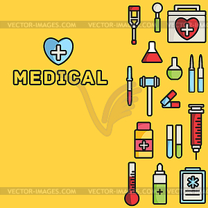 Установить Медицина плоские иконки концепция - рисунок в векторе