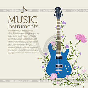 Flat music instruments background concept. - vector clipart